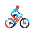 Abstract colorful mountain cyclist