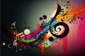 Abstract colorful music background with notes, abstract background Royalty Free Stock Photo