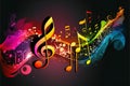 Abstract colorful music background with notes, abstract background Royalty Free Stock Photo