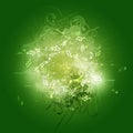 Abstract Colorful music background with notes on a green background Royalty Free Stock Photo