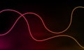 Abstract colorful neon background with wavy line glowing in the dark. Panoramic shine backdrop. 3d render. Lights rectangular line Royalty Free Stock Photo