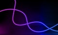 Abstract colorful neon background with wavy line glowing in the dark. Panoramic shine backdrop. 3d render. Lights rectangular line Royalty Free Stock Photo