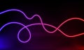 Abstract colorful neon background with wavy line glowing in the dark. Panoramic shine backdrop. 3d render. Lights rectangular line Royalty Free Stock Photo