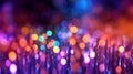 An abstract colorful neon night time city skyline lights background with lines and bokeh. Royalty Free Stock Photo