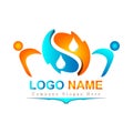 Abstract colorful new trendy 3d people water drop logo for your company