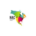 Abstract Colorful North America Company With Map