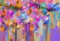 Abstract colorful oil, acrylic painting of spring flower. Hand painted brush stroke on canvas. Royalty Free Stock Photo