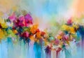 Abstract colorful oil, acrylic painting of spring flower. Hand painted brush stroke on canvas. Royalty Free Stock Photo