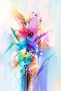 Abstract colorful oil, acrylic painting of spring flower. Hand painted brush stroke on canvas. Illustration oil painting floral Royalty Free Stock Photo