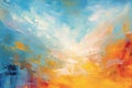 Abstract colorful oil painting on canvas texture. Semi- abstract of landscape paintings background Royalty Free Stock Photo