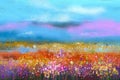 Abstract colorful oil painting landscape background