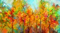 Abstract colorful oil painting landscape on canvas. Spring ,summer season nature background