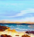 Abstract colorful oil painting seascape Royalty Free Stock Photo