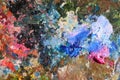 Abstract colorful oil painting strokes. Blue and pink brushstroke background. Mixed oil paint teture Royalty Free Stock Photo