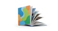 Abstract colorful open book with turning pages on white background Royalty Free Stock Photo