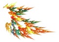 Abstract colorful openwork leaf or plant on a white background. Graphic design element. Abstract fractal background. 3d