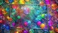 Abstract colorful orb pattern with a rectangular frame. Generative AI Royalty Free Stock Photo