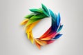 Abstract colorful origami design element of leaves twisted in a circle Royalty Free Stock Photo