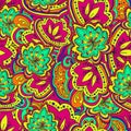 Abstract colorful ornamental pattern with paisley floral elements Royalty Free Stock Photo