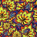 Abstract colorful ornamental pattern with paisley floral elements Royalty Free Stock Photo