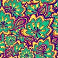 Abstract colorful ornamental pattern with paisley floral elements Royalty Free Stock Photo