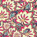 Abstract colorful ornamental pattern with paisley floral elements Royalty Free Stock Photo