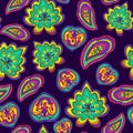 Abstract colorful ornamental pattern with paisley floral elements Royalty Free Stock Photo