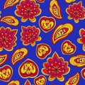 Abstract colorful ornamental pattern with paisley floral elements Royalty Free Stock Photo