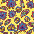 Abstract colorful ornamental pattern with paisley floral elements Royalty Free Stock Photo