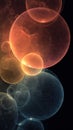 Abstract colorful overlapping circles, glowing spheres, digital art, dark background Royalty Free Stock Photo