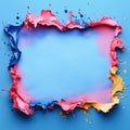 Abstract colorful paint frame on blue background Royalty Free Stock Photo