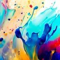 Abstract colorful paint ink splatter stains art brush watercolor texture background with generative ai Royalty Free Stock Photo