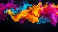 Abstract colorful paint splash on dark background vibrant water or smoke art pattern Royalty Free Stock Photo