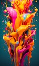 Abstract colorful paint splash explosion of colors on dark background Royalty Free Stock Photo