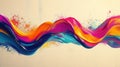 Abstract colorful paint wave with splashes on a light textured background Royalty Free Stock Photo