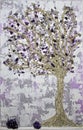 Abstract colorful painted wall texture and crystals tree