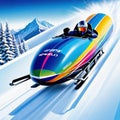Abstract Colorful painting art of a bobsleigh in abstract Background Royalty Free Stock Photo