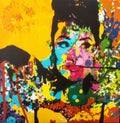 Abstract colorful painting of a female celebrity