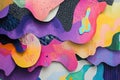 Abstract Colorful Papercut Art with Wavy Shapes