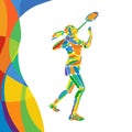 Abstract colorful pattern with Badminton player