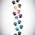 Abstract colorful paw prints