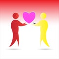 Abstract colorful people and heart icon