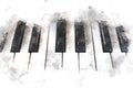 Piano keyboard on watercolor illustration painting background Royalty Free Stock Photo