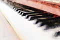 Abstract colorful piano keyboard on watercolor illustration painting background.