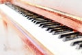 Abstract colorful piano keyboard on watercolor illustration painting background.