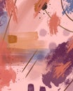 Abstract colorful pink brush and strokes, doodle lines pattern background.