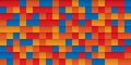 Abstract Colorful Pixelated Surface Pattern with Random Colored Orange, Red, Blue Squares - Wide Scale Geometric Mosaic Texture Royalty Free Stock Photo