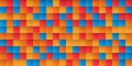 Abstract Colorful Pixelated Surface Pattern with Random Colored Orange, Red, Blue Squares - Wide Scale Geometric Mosaic Texture Royalty Free Stock Photo