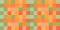 Abstract Colorful Pixelated Surface Pattern with Random Colored Orange, Red, Brown and Green Squares - Wide Scale Geometric Mosaic