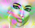 Abstract Colorful pop art image of a woman`s face Royalty Free Stock Photo